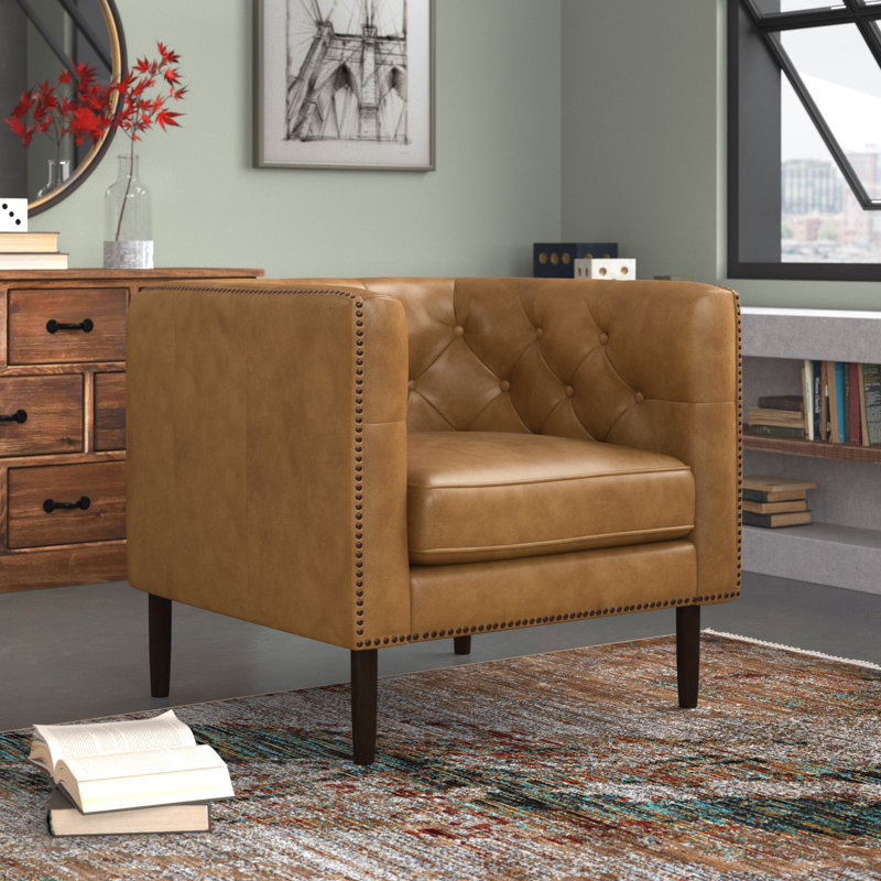 Trent Austin Design Albanese Genuine Leather Square Arm Chesterfield